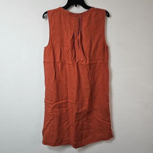 Garnet Hill Linen Sleeveless Dress Size 10 Pockets - Picture 5 of 7
